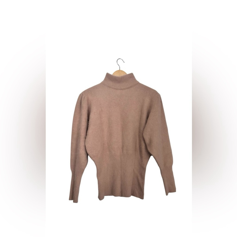 Olsen rabbit hair angora mohair soft turtleneck sweater made italy powder pink